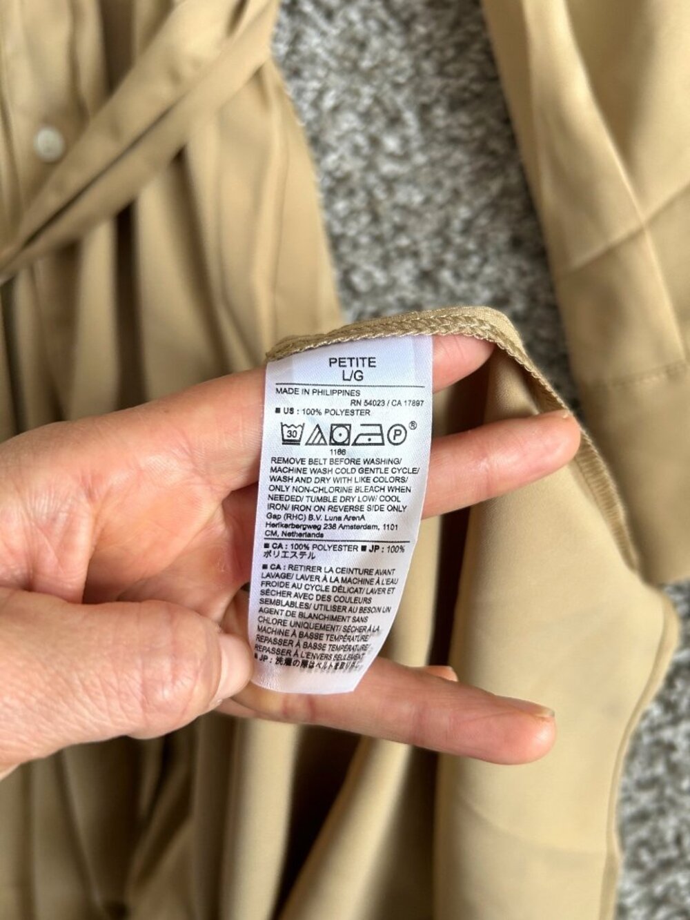 Banana Republic Womens Sz Large Beige Button-Down Shirt Dress With Belt - Picture 7 of 10
